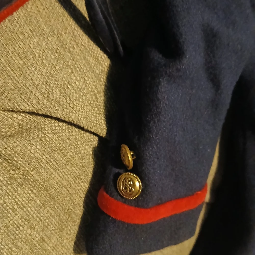 Rothchilds Toddler Girls. Red and Navy Pea Coat with Hat. Size 3 Toddler. - Picture 6 of 16